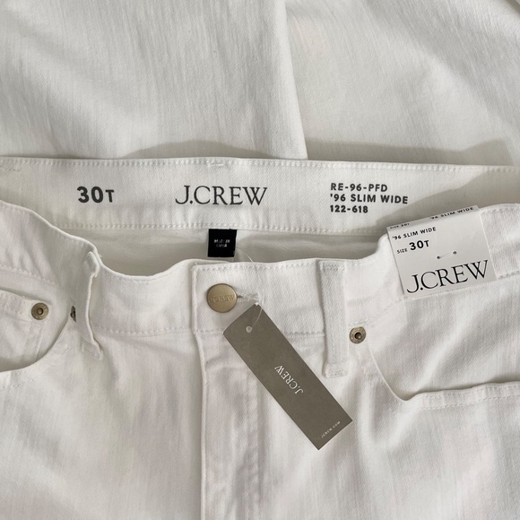 NWT! J. CREW ’96 Slim Wide Jeans Retro Raw Hems Solid White Preppy 30 Tall 30T - Picture 12 of 15